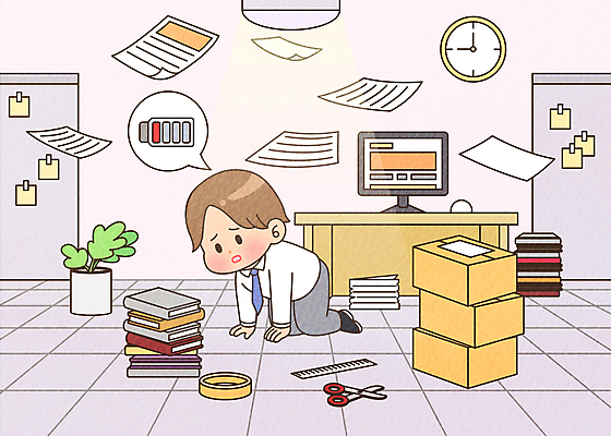 전신 남자 시계 말풍선 일러스트 회사 조명 피곤 한명 성인 책 빛 상자 쌓기 모니터 사무용품 직장인 비즈니스맨 전기에너지 건전지 문서 웅크림 무기력 방전 책더미 성인남자한명만 번아웃증후군 흩날리기 국내일러스트 AI파일 직업 1 컨셉 비즈니스 모션 문구용품 사람 컴퓨터 에너지 사회이슈 무더기 남자한명만 성인남자만 파일형식 벡터