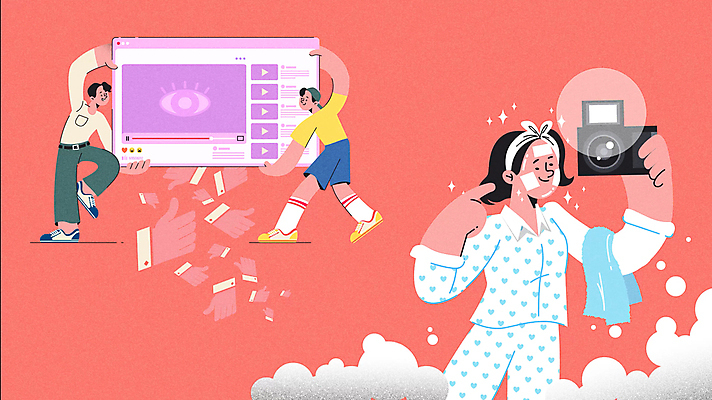 캐릭터 여자 남자 미소 들기 성인 세명 뷰티 카메라 거품 잠옷 가리킴 떨어짐 흔들림 스킨케어 동영상 소셜네트워크 좋음 성인만 크리에이터 뷰티크리에이터 인플루언서 코랄 모션그래픽 MP4 MOV 직업 옷 컬러 컨셉 모션 표정 사람 손짓 전자제품 파일형식 1인미디어 유명인