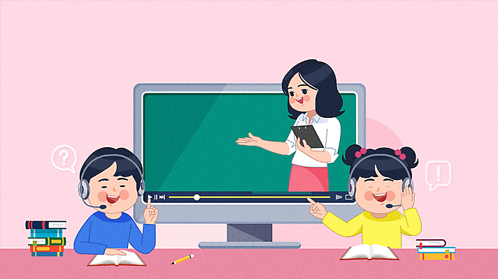 캐릭터 학생 여자 남자 어린이 분홍색 전구 소녀 소년 성인 세명 컴퓨터 손들기 모니터 교사 헤드셋 가리킴 동영상 온라인강의 코로나바이러스 사회적거리두기 비대면서비스 원격수업 온라인개학 생활수칙 델타변이바이러스 모션그래픽 MP4 MOV 직업 교육 캠페인 컬러 음향기기 모션 건강 사람 손짓 전자제품 헤드폰 바이러스 강의 서비스 개학 원격 파일형식 언택트