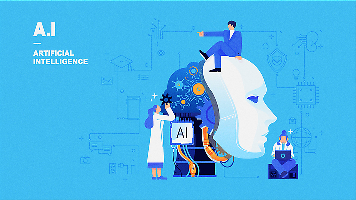 전신 여자 남자 과학 하늘색 서기 앉기 성인 세명 노트북 과학기술 가리킴 연구원 로봇 톱니바퀴 태엽 동영상 과학의날 성인만 모션그래픽 MP4 MOV AI_인공지능 직업 모션 기술 사람 손짓 파란색 전자제품 파일형식 법정기념일