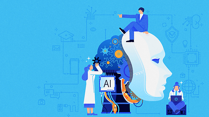 전신 여자 남자 과학 하늘색 서기 앉기 성인 세명 노트북 과학기술 가리킴 연구원 로봇 태엽 동영상 과학의날 성인만 모션그래픽 MP4 MOV AI_인공지능 직업 모션 기술 사람 손짓 파란색 전자제품 파일형식 법정기념일
