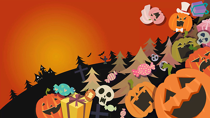 나무 백그라운드 십자가 호박 해골 주택 사탕 그림자 사람없음 선물상자 검은색 주황색 할로윈 흔들림 박쥐 쏟아짐 동영상 잭오랜턴 해골모형 모션그래픽 MP4 MOV 식물 컬러 채소 포유류 모션 디저트 뼈 선물 건물 상자 모형 파일형식