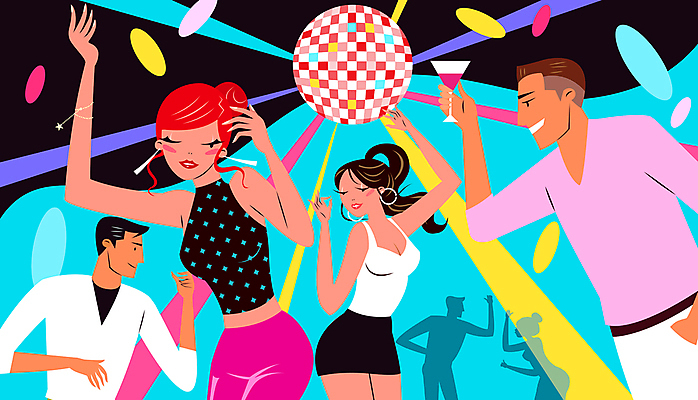 여자 남자 실루엣 일러스트 조명 들기 여러명 상반신 성인 컬러풀 춤 즐거움 클럽 칵테일잔 미러볼 성인만 국내일러스트 AI파일 감정 컬러 다수 술잔 모션 문화예술 촬영기법 사람 장식 파일형식 벡터