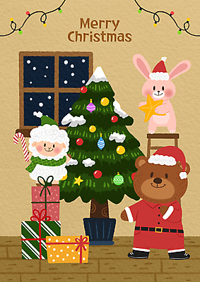 PSD 별 동물캐릭터 크리스마스 일러스트 전구 사다리 산타모자 곰 산타옷 크리스마스선물 들기 사람없음 선물상자 크리스마스트리 산타클로스 갈색 파티 토끼 양 조명장식 국내일러스트 일러캐릭터 자연요소 동물 캐릭터 모자_잡화 옷 기념일 컬러 포유류 모션 조명 선물 이벤트 장식 반려동물 상자 도구 파일형식