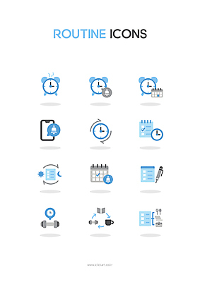 아이콘 라이프스타일 화살표 시계 하늘색 휴식 사람없음 책 스마트폰 독서 운동 펜 다이어리 아령 머그컵 자명종 알람 달력 종 날짜 시간표 계획 알림 규칙 체크리스트 2D아이콘 AI파일 컨셉 건강 생활 컵 파란색 핸드폰 스마트기기 필기구 사무용품 파일형식 벡터