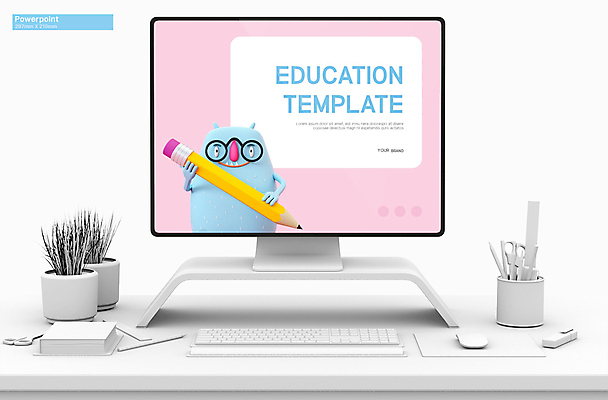 템플릿 어린이교육 교육 분홍색 비즈니스 그래프 3D캐릭터 사람없음 세트 연필 PPT 프레젠테이션 문서템플릿 안경낌 애니형PPT 9P 이미지템플릿 캐릭터 안경 컬러 학용품 필기구 파일형식