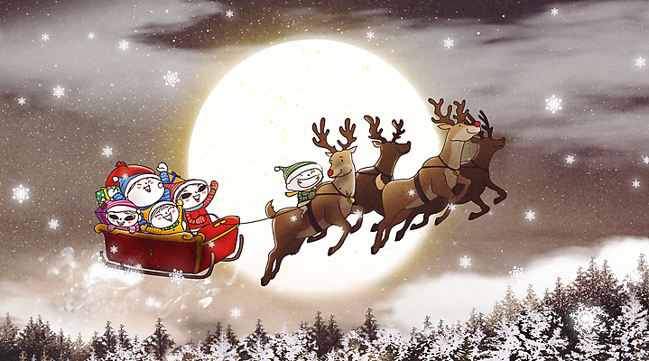 전신 PSD 나무 여자 남자 어린이 크리스마스 겨울 일러스트 상상 동화 사슴 요정 여러명 산타클로스 손들기 루돌프 달 비행 눈 승차 야간 즐거움 썰매 겨울산 눈내림 어린이만 국내일러스트 자연요소 식물 계절 기념일 감정 다수 포유류 모션 날씨 산 눈_날씨 사람 파일형식