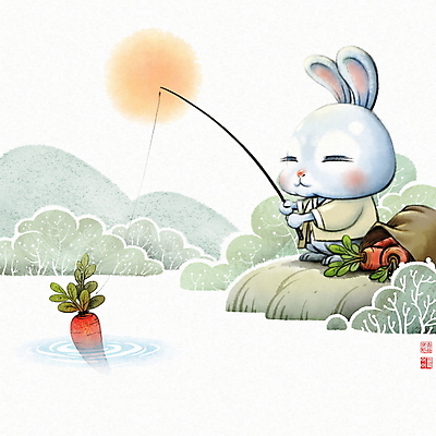 PSD 한마리 호수 일러스트 캘리그라피 붓터치 낚시 근하신년 새해 미소 들기 사람없음 태양 귀여움 당근 토끼띠 토끼 낚싯대 한복 동양화 토끼캐릭터 번짐 낙관 2023년 계묘년 국내일러스트 자연요소 1 한국전통 동물캐릭터 컨셉 포유류 모션 레저 뿌리채소 표정 미술 반려동물 십이지신 낚시용품 전통의상 연도 파일형식 효과