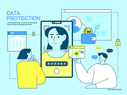 응시 여자 남자 선 하늘색 돈 라인일러스트 일러스트 비즈니스 사람모양 자물쇠 정보기술 상반신 성인 세명 스마트폰 자료 가리킴 지갑 암호 보안 보안장치 인터넷창 개인정보 인터넷뱅크 인터넷보안 성인만 얼굴인식 국내일러스트 AI파일 모양 시선 인터넷 기술 안전 사람 손짓 파란색 핸드폰 스마트기기 장비 정보 재산 생체인식기술 파일형식 벡터