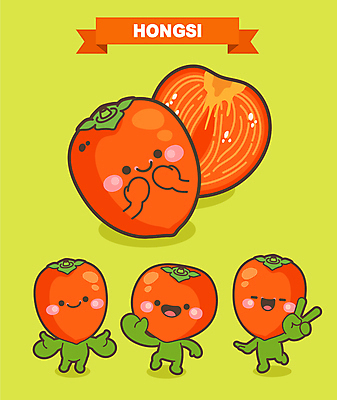 캐릭터 일러스트 팔벌리기 웃음 사람없음 손들기 축제 인사 브이 과일캐릭터 홍시 지역축제 대한민국축제 반시 일러캐릭터 AI파일 모션 표정 감 손짓 예절 파일형식 벡터