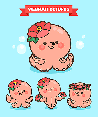 캐릭터 분홍색 여러마리 일러스트 미소 들기 사람없음 파란색 축제 따봉 동백 주꾸미 쭈꾸미캐릭터 주꾸미축제 지역축제 대한민국축제 일러캐릭터 AI파일 꽃 컬러 다수 모션 연체동물 표정 수중동물 최고 파일형식 벡터