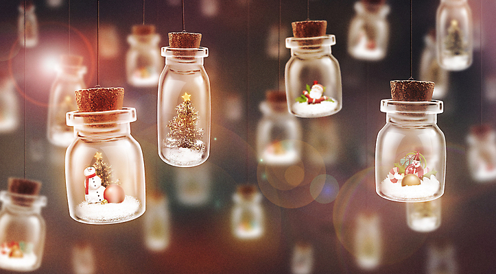 PSD 백그라운드 크리스마스장식 크리스마스 겨울 일러스트 눈사람 유리병 매달리기 사람없음 산타클로스 감성 빛망울 국내일러스트 계절 기념일 컨셉 모션 병_용기 빛 파일형식
