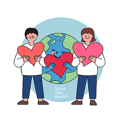 전신 여자 남자 지구 어린이 일러스트 안기 사랑 서기 미소 들기 소녀 소년 두명 자연보호 하트 어린이만 제로웨이스트 그린슈머 국내일러스트 AI파일 모양 감정 모션 자연 표정 사람 그린캠페인 보호 사회이슈 파일형식 벡터