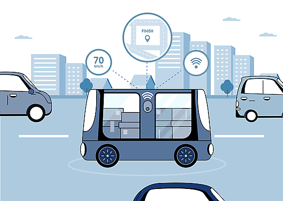 도로 일러스트 자동차 사람없음 운송업 운반 남색 스마트 배송 택배 택배상자 편리함 미래자동차 배송중 자율주행 탑차 국내일러스트 AI파일 산업 길 육상교통 컬러 컨셉 교통시설 상자 운전 트럭 파일형식 벡터 4차산업