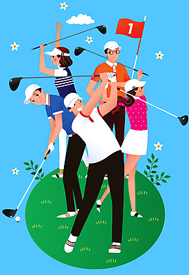 전신 여자 남자 골프 일러스트 함께함 서기 미소 들기 여러명 성인 골프채 모임 그룹 골퍼 스윙 골프웨어 즐거움 골프깃발 동호회 성인만 국내일러스트 AI파일 옷 감정 포즈 다수 컨셉 모션 운동선수 골프용품 표정 사람 구기 깃발 파일형식 벡터