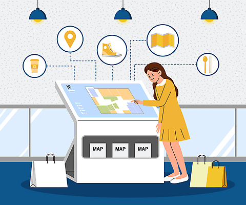 전신 여자 지도 일러스트 한명 서기 성인 쇼핑백 터치 스마트 위치 백화점 길찾기 편리함 무인기계 키오스크 성인여자한명만 국내일러스트 AI파일 1 컨셉 가방 모션 사람 상점 여자한명만 성인여자만 파일형식 벡터