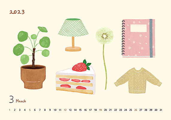 PSD 화분 일러스트 사람없음 공책 봄 달력 스탠드 민들레 3월 오브젝트 니트 민들레홀씨 딸기케이크 2023년 국내일러스트 계절 꽃 상의 딸기 문구용품 조명 케이크 날짜 연도 파일형식