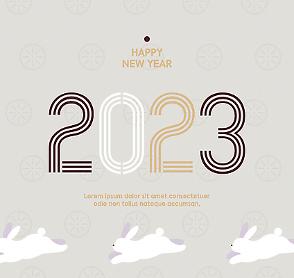 일러스트 새해 타이포그라피 사람없음 전통문양 점프 새해인사 토끼 해피뉴이어 베이지색 흰토끼 2023년 계묘년 국내일러스트 AI파일 문자 전통 문양 컬러 포유류 모션 반려동물 인사 연도 파일형식 벡터