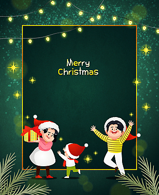 전신 여자 남자 어린이 잎 크리스마스 일러스트 산타모자 가족 나뭇잎 사각프레임 함께함 크리스마스선물 들기 소년 성인 세명 초록색 선물상자 점프 만세 즐거움 알전구 국내일러스트 AI파일 식물 모자_잡화 기념일 감정 컬러 컨셉 전구 관계 모션 프레임 선물 사람 상자 사각형 파일형식 벡터