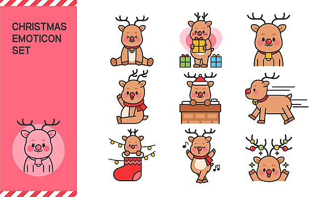 크리스마스장식 크리스마스 여러마리 일러스트 사슴 굴뚝 크리스마스선물 들기 앉기 사람없음 선물상자 세트 달리기 만세 루돌프 춤 크리스마스캐릭터 손인사 사슴캐릭터 이모티콘 산타양말 알전구 나오기 일러캐릭터 AI파일 캐릭터 기념일 동물캐릭터 다수 전구 포유류 모션 문화예술 선물 상자 인사 파일형식 벡터