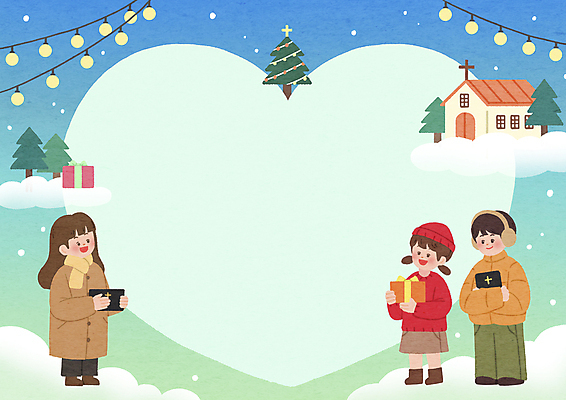 전신 PSD 구름 여자 남자 기독교 어린이 크리스마스 겨울 일러스트 프레임 서기 들기 소녀 소년 세명 파란색 크리스마스트리 교회 성경 하트 성경학교 알전구 조명장식 프레임일러스트 어린이만 국내일러스트 자연요소 모양 계절 기념일 종교 컬러 전구 종교용품 학교 종교건축 모션 조명 사람 건물 장식 파일형식