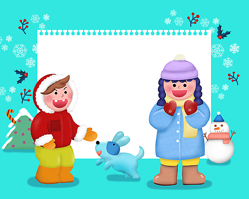 전신 PSD 한마리 여자 남자 반려견 종이 초등학생 어린이 하늘색 겨울 일러스트 눈사람 프레임 서기 웃음 소녀 소년 두명 반려동물 강아지 즐거움 겨울옷 프레임일러스트 어린이만 국내일러스트 동물 1 학생 옷 계절 감정 모션 표정 사람 파란색 개 파일형식