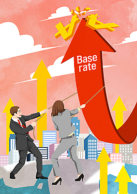 전신 PSD 여자 남자 화살표 돈 일러스트 성인 두명 건물 비즈니스맨 비즈니스우먼 원화 당기기 환율 경제불황 상향 폭등 성인만 고금리 국내일러스트 건축물 비즈니스 모션 사람 경제 직장인 재산 상승 불황 금리 파일형식