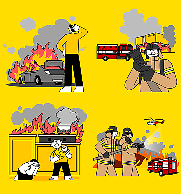 여자 남자 어린이 일러스트 들기 소녀 소년 여러명 성인 노란색 주방 아기 연기 냄비 소방관 예방 화재 소방차 웅크림 산불 소방장비 소방헬리콥터 소방호스 전기자동차 화재예방 화재진압 들어올리기 국내일러스트 AI파일 컬러 다수 모션 자동차 사람 장비 솥 구조원 소방 사건 호스 진압 파일형식 벡터