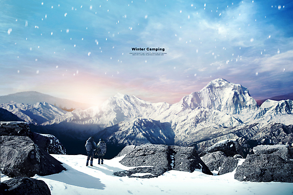 전신 PSD 구름 편집이미지 여자 남자 설경 하늘 서기 성인 두명 파란색 노을 바위 눈송이 겨울여행 등산복 겨울산 등산가방 눈내림 성인만 겨울풍경 설산 겨울캠프 눈덮임 이미지편집 자연요소 옷 컬러 여행 컨셉 겨울 가방 모션 산 눈_날씨 사람 풍경 등산 캠핑 돌_바위 파일형식