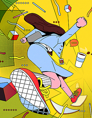 전신 여자 커피 일러스트 추상 한명 성인 노란색 점프 주먹 직장인 역동적 물결무늬 사원증 뜀박질 성인여자한명만 국내일러스트 AI파일 직업 1 물결 음료 컬러 컨셉 무늬 비즈니스 모션 사람 여자한명만 성인여자만 파일형식 벡터