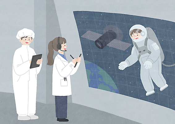 전신 PSD 여자 남자 지구 일러스트 들기 성인 세명 태블릿 모니터 헤드셋 회색 인공위성 우주비행사 기록 실험복 연구원 우주복 우주산업 소통 성인만 국내일러스트 직업 옷 산업 컬러 음향기기 컨셉 통신 모션 사람 전자제품 스마트기기 컴퓨터 우주 헤드폰 가운 파일형식