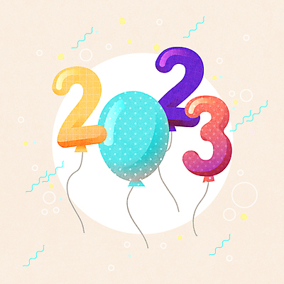 일러스트 새해 타이포그라피 사람없음 숫자 물방울무늬 풍선 베이지색 2023년 계묘년 국내일러스트 AI파일 문자 컬러 무늬 연도 파일형식 벡터