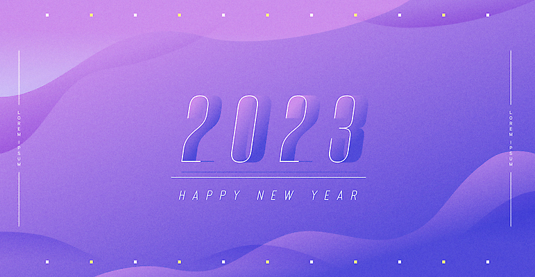 물결 백그라운드 일러스트 새해 타이포그라피 사람없음 보라색 우아함 입체 웨이브 심플 그라데이션 물결무늬 입체문자 2023년 계묘년 국내일러스트 AI파일 문자 컬러 컨셉 무늬 연도 파일형식 벡터