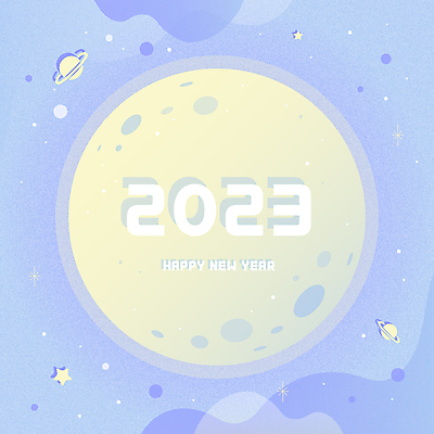 별 일러스트 새해 타이포그라피 사람없음 우주 행성 보름달 해피뉴이어 연보라색 토성 2023년 계묘년 국내일러스트 AI파일 자연요소 문자 보라색 새해인사 달 연도 파일형식 벡터