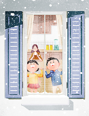 전신 PSD 응시 여자 남자 딸 아들 어린이 겨울 일러스트 창문 가족 엄마 들기 앉기 소녀 소년 상반신 성인 세명 눈 구경 신기함 눈내림 겨울풍경 국내일러스트 자연요소 시선 계절 컨셉 관계 모션 날씨 눈_날씨 사람 풍경 파일형식