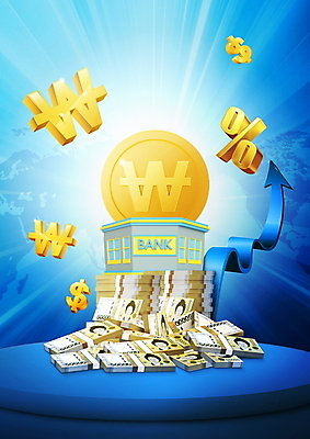 PSD 편집이미지 화살표 지폐 사람없음 금융 경제 파란색 빛 달러 동전 원화 퍼센트 돈다발 은행 금화 오만원 고금리 썬버스트 이미지편집 디자인 컬러 돈 특수기호 황금 금리 파일형식