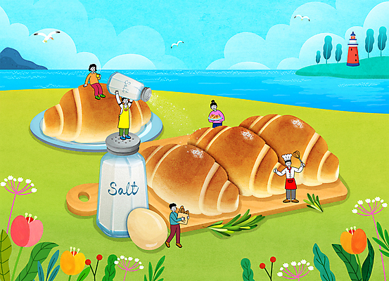 전신 PSD 여자 남자 꽃 바다 일러스트 하늘 디저트 등대 들기 앉기 여러명 상반신 성인 계란 유기농 소금 나무도마 소인 제빵사 성인만 소금빵 국내일러스트 식물 직업 웰빙 음식 빵 다수 모션 도마 사람 목재 알 파일형식