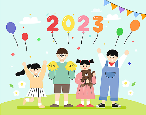 전신 여자 남자 꽃 어린이 일러스트 들기 소녀 소년 여러명 파이팅 곰인형 만세 꽃가루 풍선 구름모양 응원수술 가랜드 민트색 어린이만 2023년 국내일러스트 AI파일 모양 식물 인형 컬러 다수 모션 사람 응원용품 가루 연도 파티용품 파일형식 벡터 구름_자연