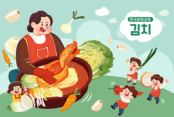 전신 PSD 한국문화 여자 남자 한식 일러스트 김치 함께함 서기 들기 여러명 상반신 성인 잡기 배추김치 김장 고무대야 김장재료 성인만 국내일러스트 동양문화 음식 다수 컨셉 식재료 모션 한국 사람 대야 파일형식