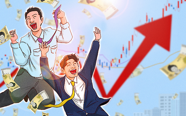 PSD 남자 행복 화살표 일러스트 웃음 정장 상반신 성인 두명 기쁨 만세 비즈니스맨 주식 재테크 즐거움 투자 상승 수익 오만원 주가상승 주식투자 주식표 투자자 성인남자만 국내일러스트 옷 감정 컨셉 지폐 비즈니스 모션 표정 사람 금융 경제 직장인 남자만 성인만 파일형식