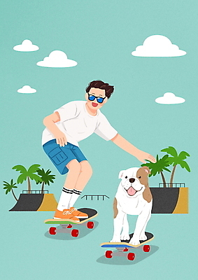 전신 PSD 구름 한마리 남자 반려견 일러스트 함께함 한명 서기 성인 반려동물 선글라스 스케이트보드 보드 강아지 승차 즐거움 민트색 성인남자한명만 잉글리쉬불독 국내일러스트 자연요소 동물 1 감정 안경 스포츠 컬러 컨셉 모션 사람 보드_스포츠 개 불독 남자한명만 성인남자만 파일형식