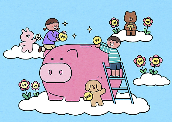 전신 PSD 구름 여자 어린이교육 남자 꽃 어린이 동물캐릭터 하늘색 일러스트 사다리 곰 하늘 세마리 들기 소녀 소년 두명 금융 경제 동전 저축 돼지저금통 토끼 강아지 무릎꿇기 자산관리 경제교육 넣기 어린이만 알파세대 국내일러스트 일러캐릭터 자연요소 식물 동물 캐릭터 교육 돈 포유류 모션 3 사람 파란색 반려동물 저금통 도구 개 세대 파일형식