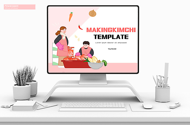 전신 템플릿 여자 남자 분홍색 겨울 비즈니스 그래프 김치 서기 들기 상반신 성인 두명 세트 PPT 프레젠테이션 문서템플릿 준비 김장 김장재료 성인만 애니형PPT 9P 이미지템플릿 계절 한식 컬러 식재료 모션 사람 파일형식