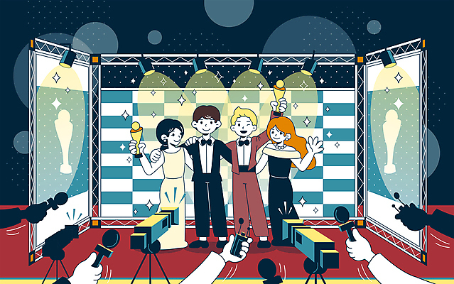 전신 손 드레스 여자 남자 실루엣 일러스트 어깨동무 조명 들기 정장 턱시도 여러명 성인 신체부위 반짝임 파티 손들기 카메라 사진촬영 기자 배우 트로피 마이크 손인사 연예인 스포트라이트 레드카펫 시상식 연말 포토존 성인만 국내일러스트 AI파일 직업 옷 음향기기 포즈 다수 모션 촬영기법 사람 이벤트 전자제품 촬영 인사 상_우승 파일형식 벡터