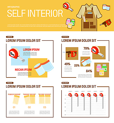 일러스트 벽지 그래프 줄자 작업복 사람없음 인테리어 노란색 페인트 인포그래픽 공구 커튼 전동드릴 셀프인테리어 국내일러스트 AI파일 디자인 옷 컬러 자 도구 드릴 파일형식 벡터
