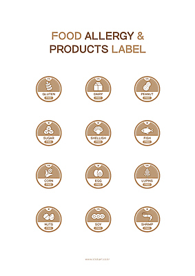 아이콘 음식 조개 유제품 새우 콩 경고 어류 옥수수 사람없음 갈색 라벨 계란 우유 견과류 설탕 완두콩 땅콩 밀가루 도토리 성분 알레르기 루피너스 옥수수콘 글루틴 2D아이콘 AI파일 컬러 어패류 곡류 프레임 갑각류 알 수중동물 질병 가루 파일형식 벡터