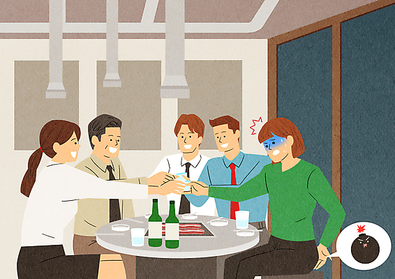 PSD 여자 남자 말풍선 일러스트 육류 앉기 여러명 상반신 성인 식당 고통 폭탄 음주 건배 소주 치질 항문 회식 성인만 국내일러스트 감정 다수 식재료 모션 주류 사람 상점 식사 소화기관 질병 폭발물 파일형식