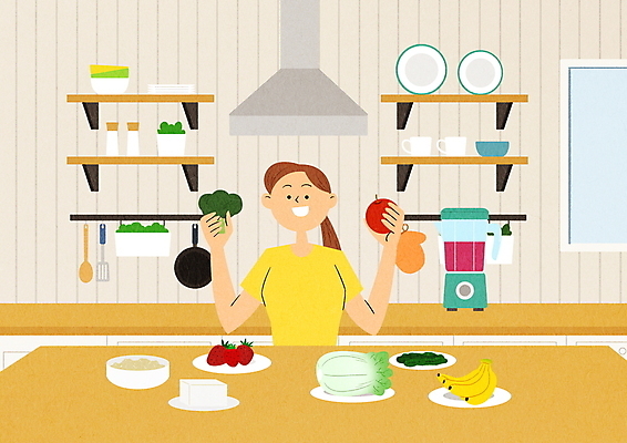 PSD 그릇 접시 여자 일러스트 딸기 바나나 한명 들기 상반신 성인 사과 브로콜리 믹서 배추 예방 두부 미역 건강식 식습관 치질 현미 성인여자한명만 섬유질 국내일러스트 1 식기 음식 채소 과일 모션 곡류 사람 해조류 질병 여자한명만 성인여자만 파일형식