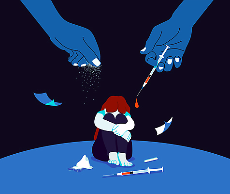 전신 손 여자 종이 일러스트 주사기 경고 한명 들기 앉기 성인 신체부위 파란색 검은색 눈가림 뿌리기 웅크림 가루약 마약 마약중독 마약중독자 성인여자한명만 국내일러스트 AI파일 1 컬러 의료기기 모션 사람 약 가림 중독 여자한명만 성인여자만 파일형식 벡터