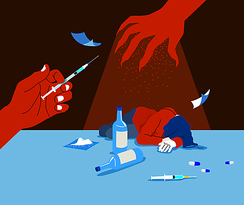 전신 손 여자 종이 일러스트 술병 주사기 경고 한명 성인 빨간색 파란색 알약 검은색 뿌리기 가루약 마약 마약중독 마약중독자 성인여자한명만 쓰러짐 국내일러스트 AI파일 1 컬러 의료기기 모션 병_용기 주류 사람 신체부위 약 중독 여자한명만 성인여자만 파일형식 벡터